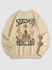 Sweat-Shirt en Molleton Motif Cactus et Lettre Style Graphique L Café lumière