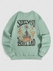 Sweat-Shirt en Molleton Motif Cactus et Lettre Style Graphique L Vert clair