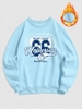 Sweat-Shirt en Molleton Motif Doublure en Lettres de Basket-ball M Bleu