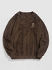 Sweat-shirt en Tissu Duveteux Fourré Rose Brodée L Café profond