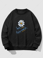 Sweat-shirt en Tricot à Imprimé Marguerite à Goutte Epaule L Noir