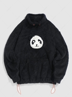 Sweat-shirt Fourré 3D Panda Applique à Col Debout M Noir