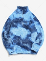 Sweat-shirt Fourré Coloré à Demi-Zip en Fausse Fourrure 2xl Bleu