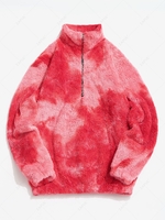 Sweat-shirt Fourré Coloré à Demi-Zip en Fausse Fourrure 2xl Rouge