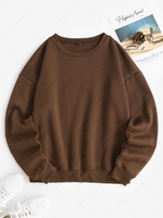 Sweat-shirt Goutte Epaule à Doublure en Laine Surdimensionné S Café
