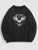 Sweat-shirt Graphique à Imprimé Chauve-souris Crâne d