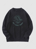 Sweat-shirt Graphique à Imprimé Lettre Vague en Laine S Noir