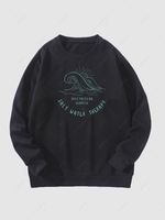 Sweat-shirt Graphique à Imprimé Lettre Vague en Laine S Noir
