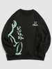Sweat-shirt Graphique à Imprimé Ours Dessin Animé Lettre M Noir