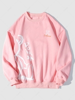 Sweat-shirt Graphique à Imprimé Ours Dessin Animé Lettre S Rose cochon