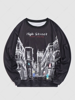 Sweat-shirt Graphique à Imprimé Ville de la Grande Rue L Noir