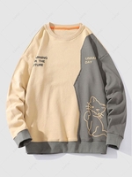 Sweat-shirt Graphique Chat Mignon en Blocs de Couleurs Xxxl Blanche amande