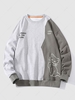 Sweat-shirt Graphique Chat Mignon en Blocs de Couleurs Xxxl Gris clair