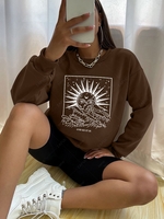 Sweat-shirt Graphique Lune et Soleil M Café profond