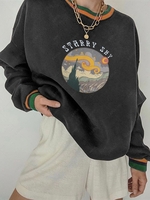 Sweat-shirt Graphique Lune Teinté à Doublure Thermique de Style Blokecore M Noir