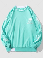 Sweat-shirt Graphique Motif de UFO Dessin Animé M Bleu tron
