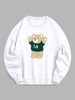 Sweat-shirt Graphique Ours de Dessin Animé S Blanc