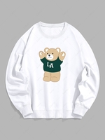 Sweat-shirt Graphique Ours de Dessin Animé Xl Blanc