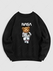 Sweat-shirt Graphique Ours Dessin Animé à Doublure en Laine L Noir