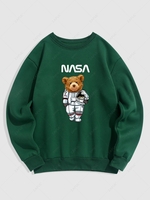 Sweat-shirt Graphique Ours Dessin Animé à Doublure en Laine Xl Vert