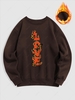 Sweat-shirt Graphique Papillon Flamme Doublure en Laine L Café profond