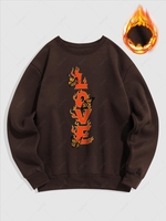 Sweat-shirt Graphique Papillon Flamme Doublure en Laine L Café profond