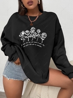Sweat-shirt Graphique Slogan Floral Xxl Noir