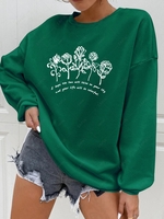 Sweat-shirt Graphique Slogan Floral Xxl Vert profond