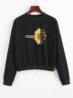 Sweat-shirt Graphique Lettre Tournesol L Noir