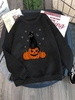 Sweat-shirt Halloween Graphique Chat Citrouille Lune Xxl Noir