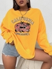 Sweat-shirt Homme à Motif de Lettre California et Voiture Vintage S Jaune