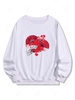 Sweat-shirt Imprimé Eventail Japonais M Blanc