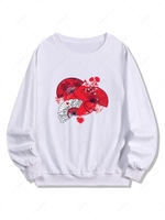 Sweat-shirt Imprimé Eventail Japonais M Blanc