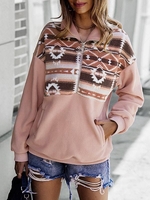 Sweat-shirt Jointif avec Fausse Poches à Demi-Zip M Rose clair