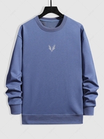 Sweat-shirt Large Brodé de Cerf L Bleu ciel