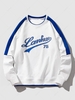 Sweat-shirt Lettre à Col Rond Graphique en Blocs de Couleurs Style Blokecore M Blanc