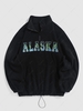 Sweat-shirt Lettre ALASKA Brodée Zippé Caractère Biblique en Polaire Xxl Noir