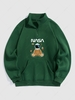Sweat-shirt Lettre Astronaute Graphique à Quart Zip en Laine M Vert profond