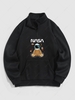 Sweat-shirt Lettre Astronaute Graphique à Quart Zip en Laine S Noir