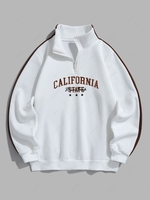 Sweat-shirt Lettre Brodée CALIFORNIA Doublure Polaire L Blanc lait