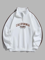 Sweat-shirt Lettre Brodée CALIFORNIA Doublure Polaire Xl Blanc lait