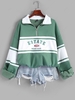 Sweat-shirt Lettre Brodée en Blocs de Couleurs à 1 / 4 Zip de Style Blokecore S Vert