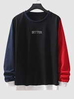 Sweat-shirt Lettre Brodée en Blocs de Couleurs à Message Xl
