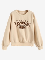 Sweat-shirt Lettre Brodée en Laine S Café lumière