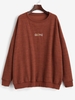 Sweat-shirt Lettre Graphique Brodée à Goutte Epaule S Brun