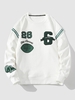 Sweat-shirt Lettre Graphique Brodée Panneau Rayé Style Blokecore M Blanc