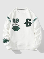 Sweat-shirt Lettre Graphique Brodée Panneau Rayé Style Blokecore M Blanc