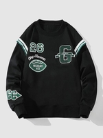 Sweat-shirt Lettre Graphique Brodée Panneau Rayé Style Blokecore Xs Noir