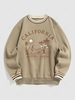 Sweat-shirt Lettre Graphique CALIFORNIA et Palmier Thermique en Laine Style Blokecore Xl Café lumière