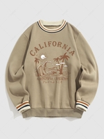 Sweat-shirt Lettre Graphique CALIFORNIA et Palmier Thermique en Laine Style Blokecore Xxl Café lumière